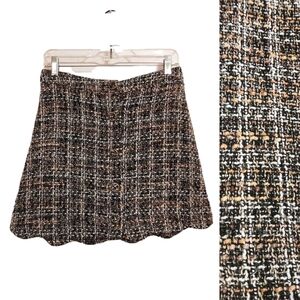 Blu Pepper Tweed Mini A Line Skirt Black Tan Medium